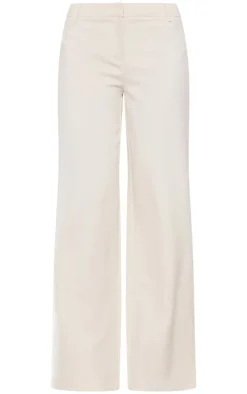 New PrettyLittleThing Woven Tailored Wide Leg Belt Detail Pants Cream