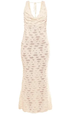 Woven Textured Cowl Neck Maxi Dress-PrettyLittleThing New