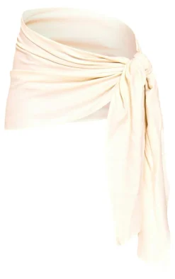 Clearance PrettyLittleThing Woven Tie Mini Skirt Cream
