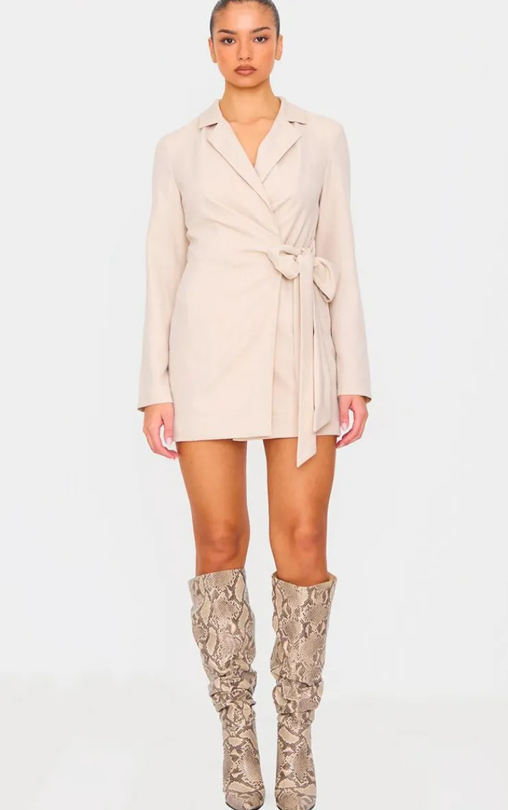 Woven Tie Wrap Blazer Dress-PrettyLittleThing Sale