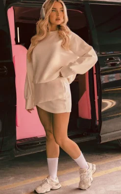 Best PrettyLittleThing Wrap Over Sweat Mini Skirt Cream