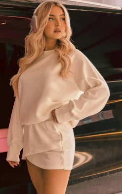 Best PrettyLittleThing Wrap Over Sweat Mini Skirt Cream