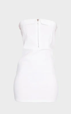 Zip Front Utility Pocket Detail Bandeau Bodycon Dress-PrettyLittleThing Sale