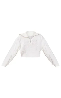 PrettyLittleThing Sweaters*Zip Up Knitted Cable Sweater
