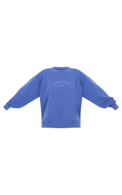 Dark Blue Beverly Hills Printed Washed Sweatshirt