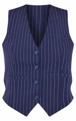 PrettyLittleThing Sleeveless Tops*Woven Striped Fitted Vest