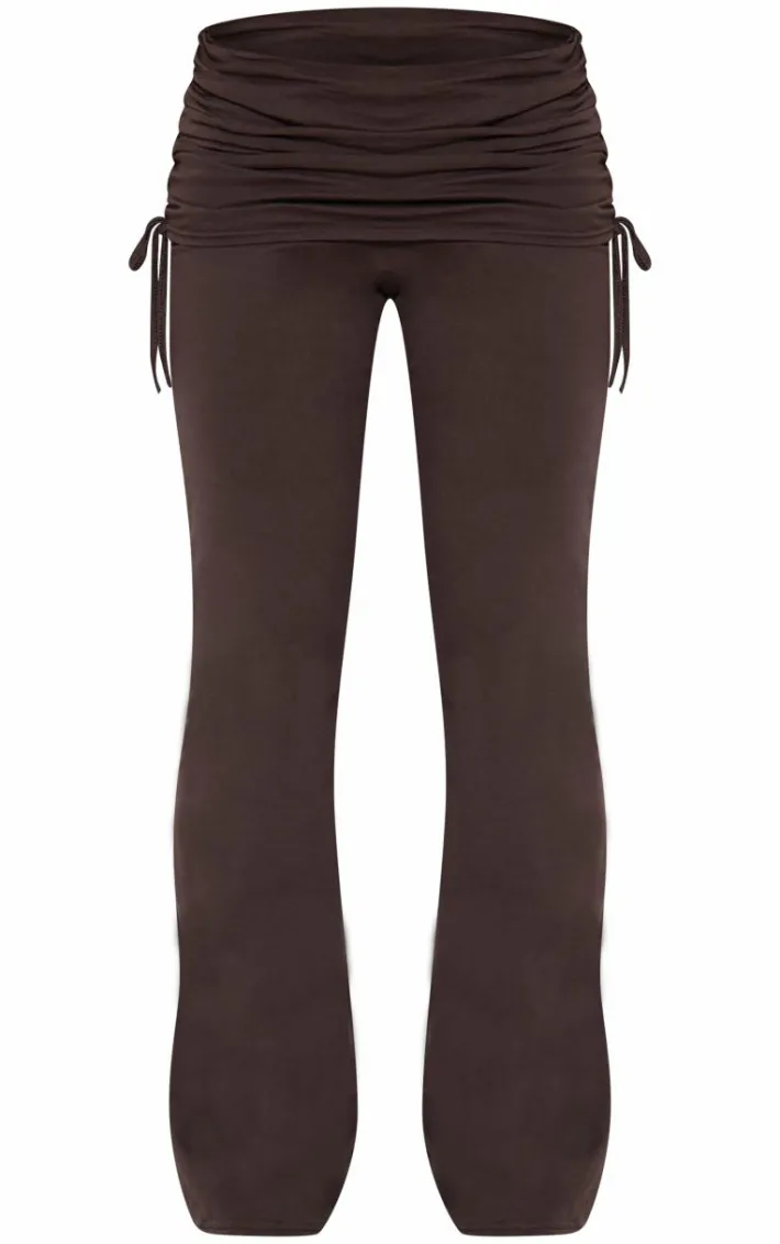Dark Brown Foldover Flared Leggings