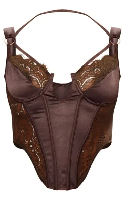 PrettyLittleThing Corsets*Lace Satin Mix Thick Strap Corset
