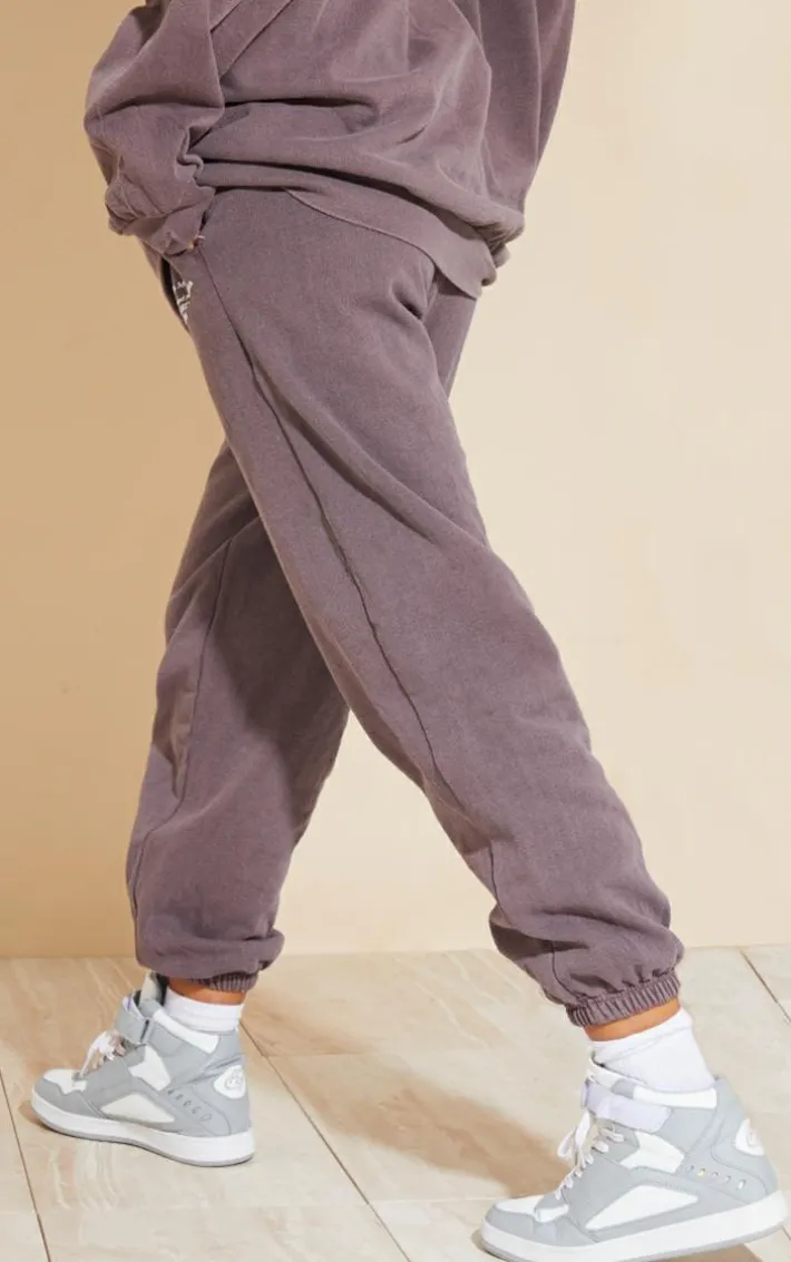 Dark Brown Santa Monica Washed Embroidered Sweatpants