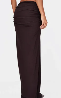 Online PrettyLittleThing Soft Touch Mid Rise Maxi Skirt Dark Brown