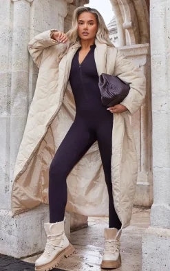 PrettyLittleThing Snatched*Structured Snatched Rib Short Sleeve Jumpsuit