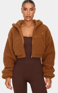 PrettyLittleThing Athletic Jackets*Borg Cropped Jacket