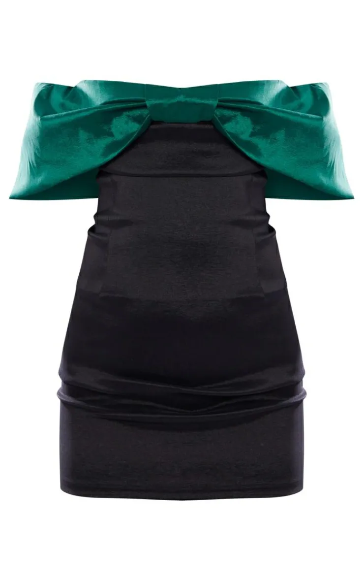 Bow Detail Satin Bandeau Bodycon Dress-PrettyLittleThing Discount
