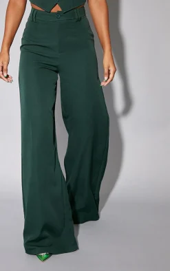 PrettyLittleThing Woven Double Belt Loop Suit Pants Dark Green