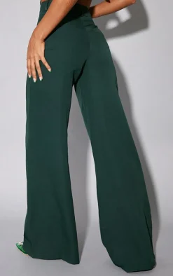 PrettyLittleThing Woven Double Belt Loop Suit Pants Dark Green