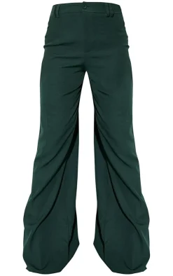 PrettyLittleThing Woven Double Belt Loop Suit Pants Dark Green