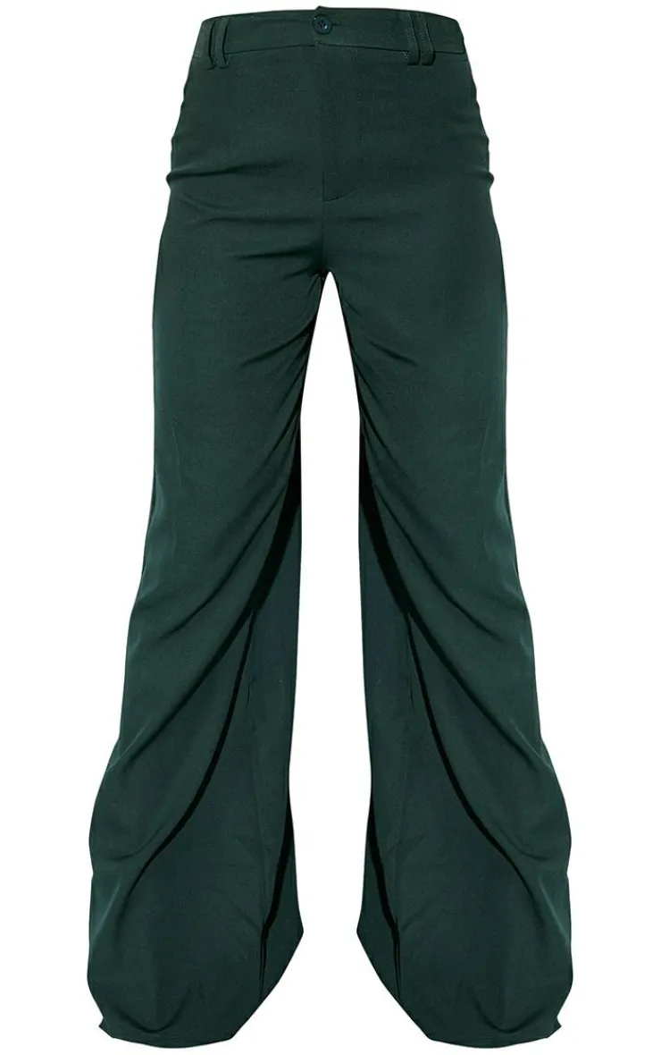 PrettyLittleThing Woven Double Belt Loop Suit Pants Dark Green