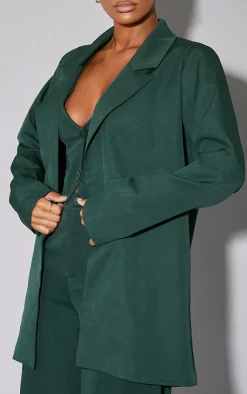 Discount PrettyLittleThing Woven Oversized Suit Jacket Dark Green