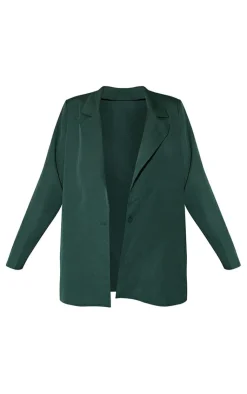 Discount PrettyLittleThing Woven Oversized Suit Jacket Dark Green