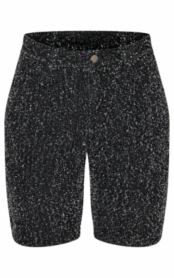 Dark Grey Bobble Denim Baggy Cargo Shorts