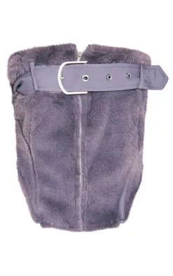 PrettyLittleThing Corsets*Fur Buckle Zip Detail Corset