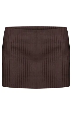 Discount PrettyLittleThing Pinstripe Mini Skirt Dark Grey