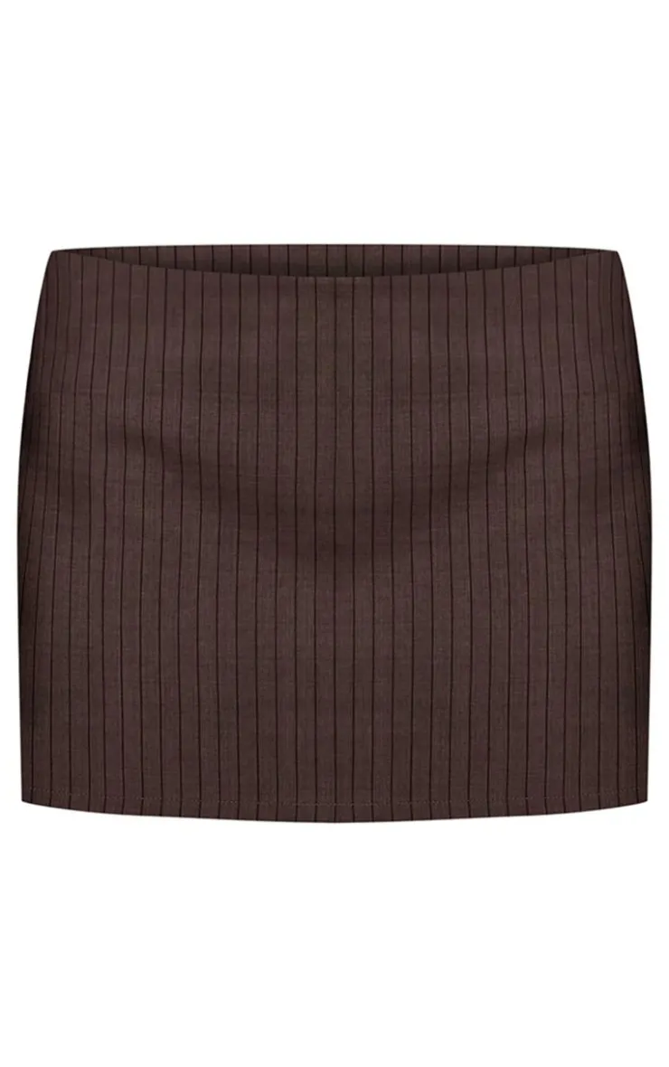 Discount PrettyLittleThing Pinstripe Mini Skirt Dark Grey