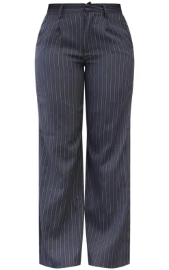 Outlet PrettyLittleThing Pinstripe Tailored Wide Leg Pants Dark Grey