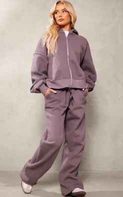 Outlet PrettyLittleThing Premium Washed Oversized Pintuck Wide Leg Sweatpants Dark Grey
