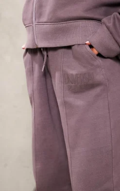 Outlet PrettyLittleThing Premium Washed Oversized Pintuck Wide Leg Sweatpants Dark Grey