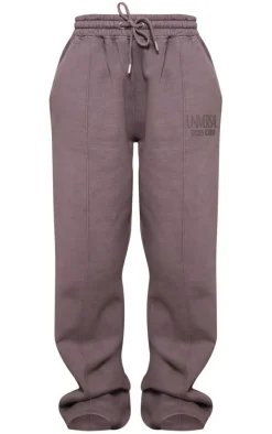 Outlet PrettyLittleThing Premium Washed Oversized Pintuck Wide Leg Sweatpants Dark Grey
