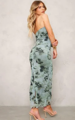 Printed Bandeau Cut Out Maxi Dress-PrettyLittleThing Discount