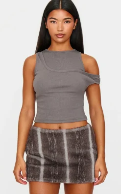 PrettyLittleThing Camisole*Ribbed Asymmetric Vest Top