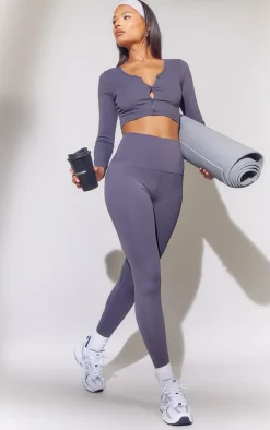 PrettyLittleThing Workout Tops*Sculpt Button Front Yoga Top