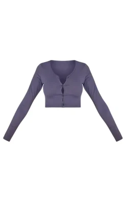 PrettyLittleThing Workout Tops*Sculpt Button Front Yoga Top
