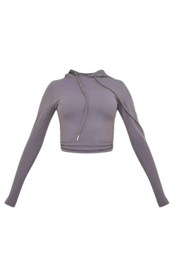 PrettyLittleThing Workout Tops*Sculpt Crop Hooded Gym Top
