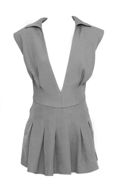 Woven Shoulder Pad Sleeveless Skort Romper-PrettyLittleThing Discount