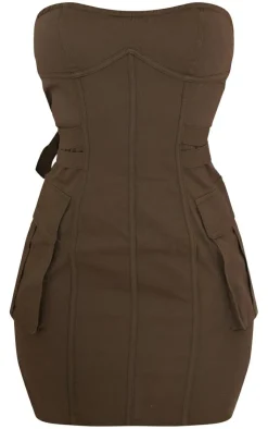 Cargo Bandeau Binding Pocket Detail Bodycon Dress-PrettyLittleThing Outlet