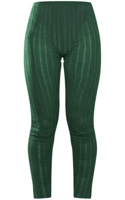 Best PrettyLittleThing Ladder Sheer Knit Leggings Dark Khaki
