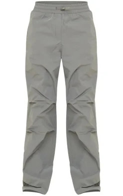 Clearance PrettyLittleThing Shell Ruched Toggle Drawstring Cargo Pants Dark Khaki