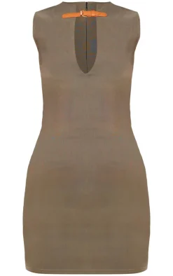 Stretch Woven Keyhole Belted Bodycon Dress-PrettyLittleThing Clearance
