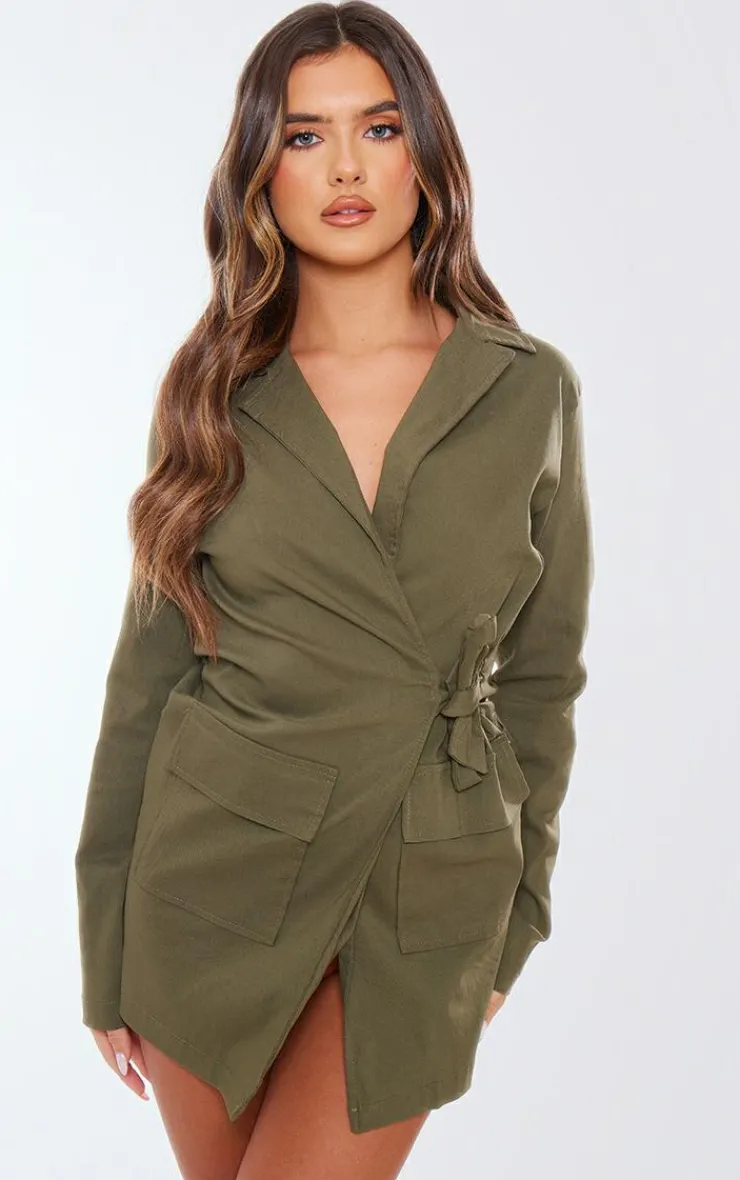 Utility Pocket Detail Tie Cargo Dress-PrettyLittleThing Online