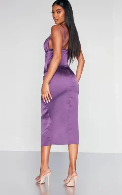 Strappy Satin Cowl Midi Dress-PrettyLittleThing Hot