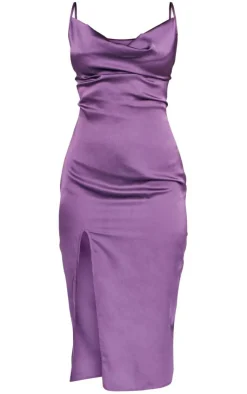 Strappy Satin Cowl Midi Dress-PrettyLittleThing Hot