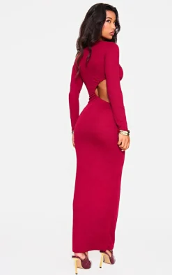 Long Sleeve Cut Out Maxi Dress-PrettyLittleThing Clearance