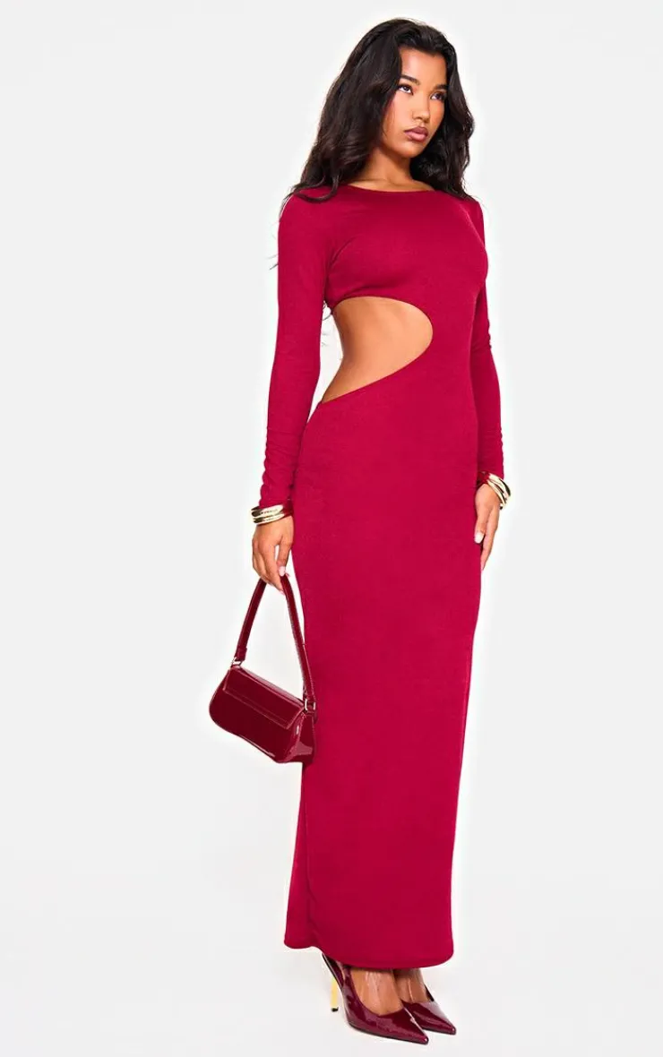 Long Sleeve Cut Out Maxi Dress-PrettyLittleThing Clearance