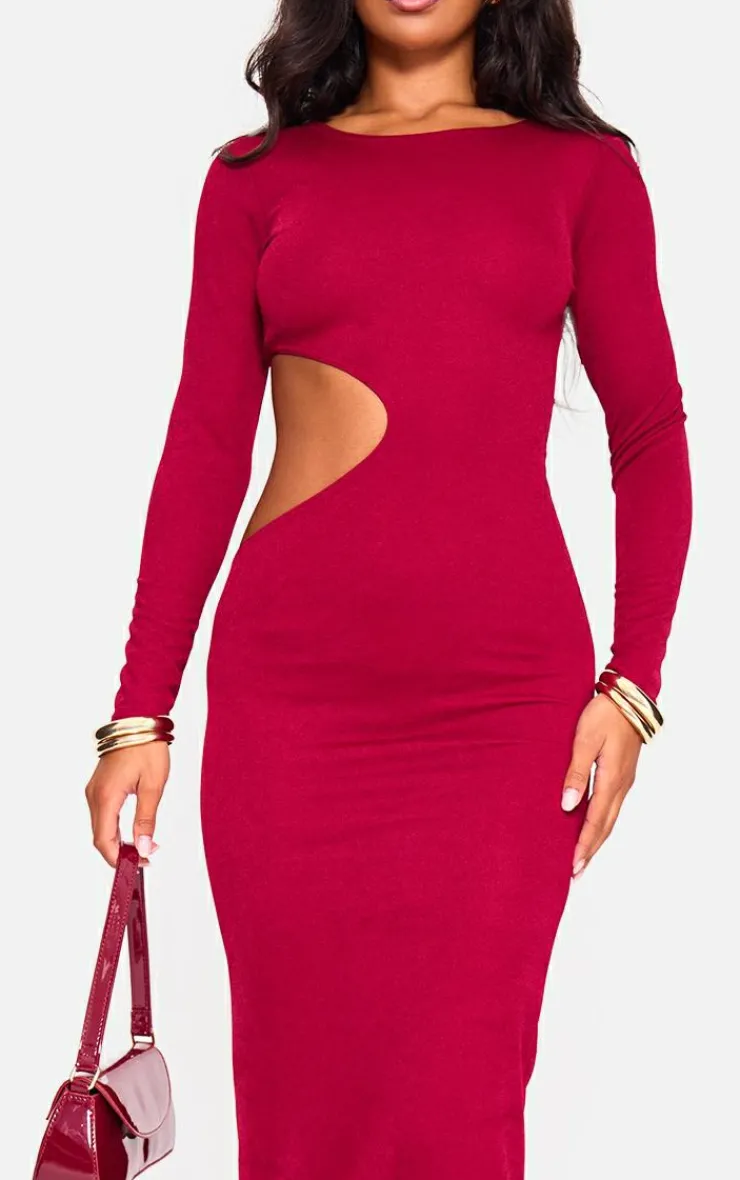 Long Sleeve Cut Out Maxi Dress-PrettyLittleThing Clearance