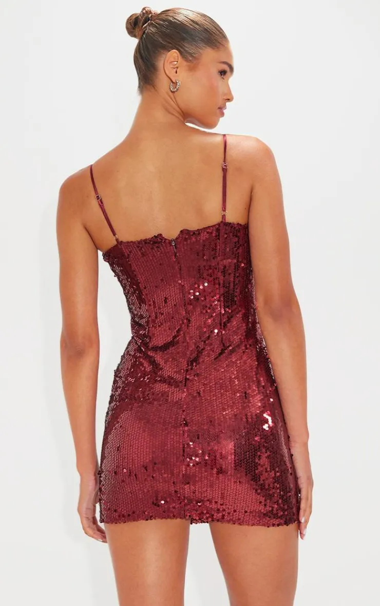 Sequin Corsage Detail Bandeau Mini Dress-PrettyLittleThing Outlet