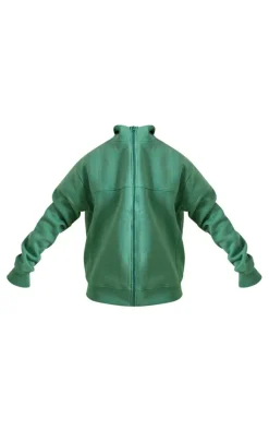 Online PrettyLittleThing Seam Detail Zip Through Track Top Dark Teal