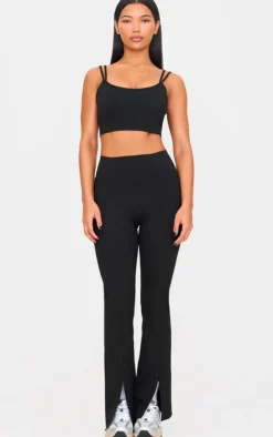 PrettyLittleThing Yoga Pants*Sculpt Pintuck Detail Straight Leg Yoga Pants